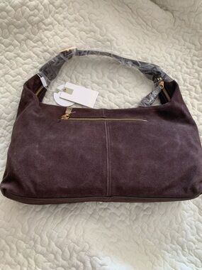 NEW Moda Luxe Maple Suede Hobo handbag leather chocolate NWT